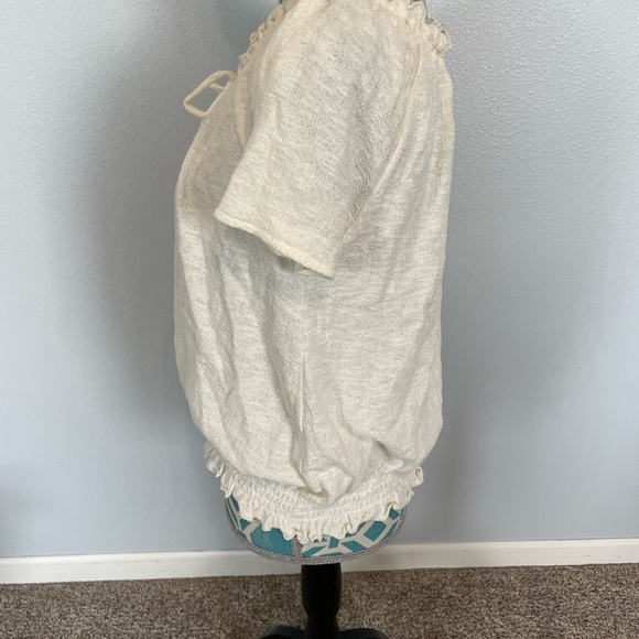 Madewell Texture & Thread Drawstring Top size Small Cream - Picture 3 of 6